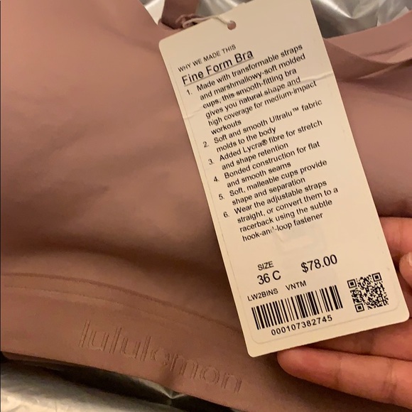 NWT/Lululemon Fine Form Bra/size 36C - Picture 6 of 8